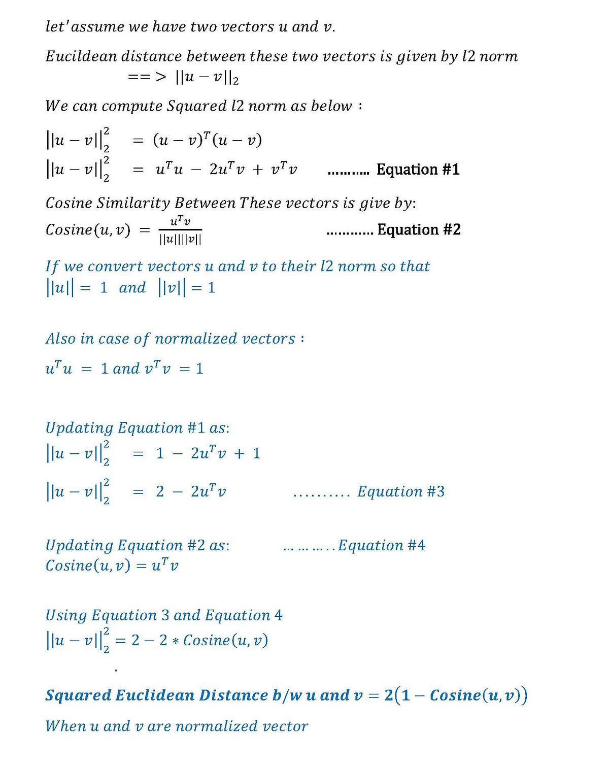 Relationship between Cosine Similarity and Euclidean Distance. | by ...