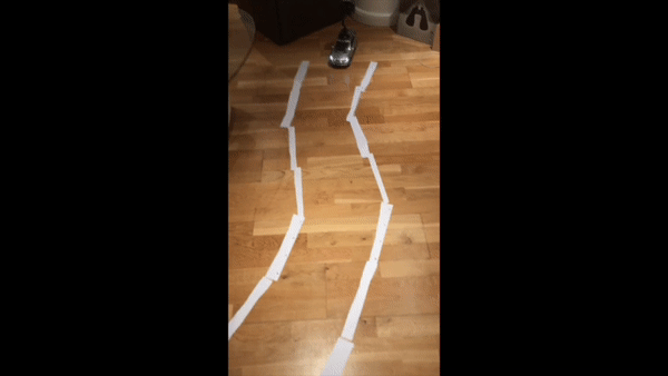 Animated GIF showing the car driving autonomously on a track