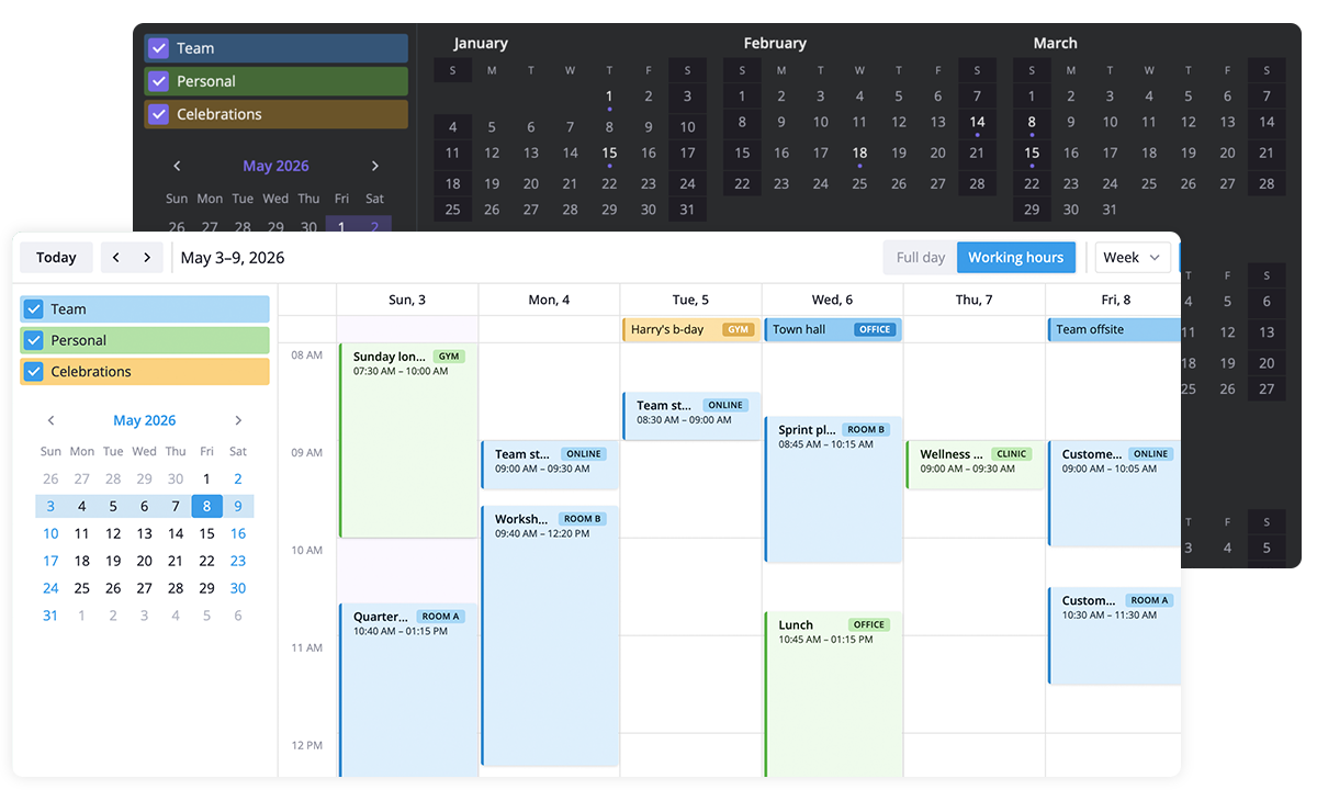 SVAR Calendar: Add a Clean Event Calendar UI into React, Svelte & Vue Apps