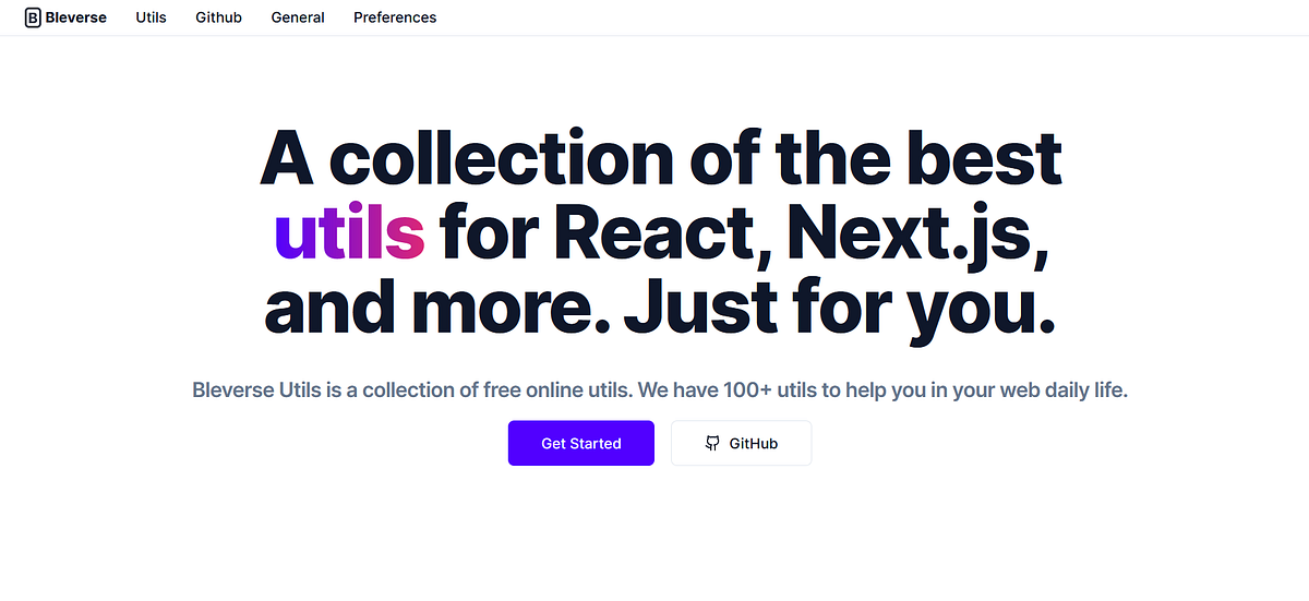 Bleverse Utils Handpicked utilities tailored with React, Next.js, and