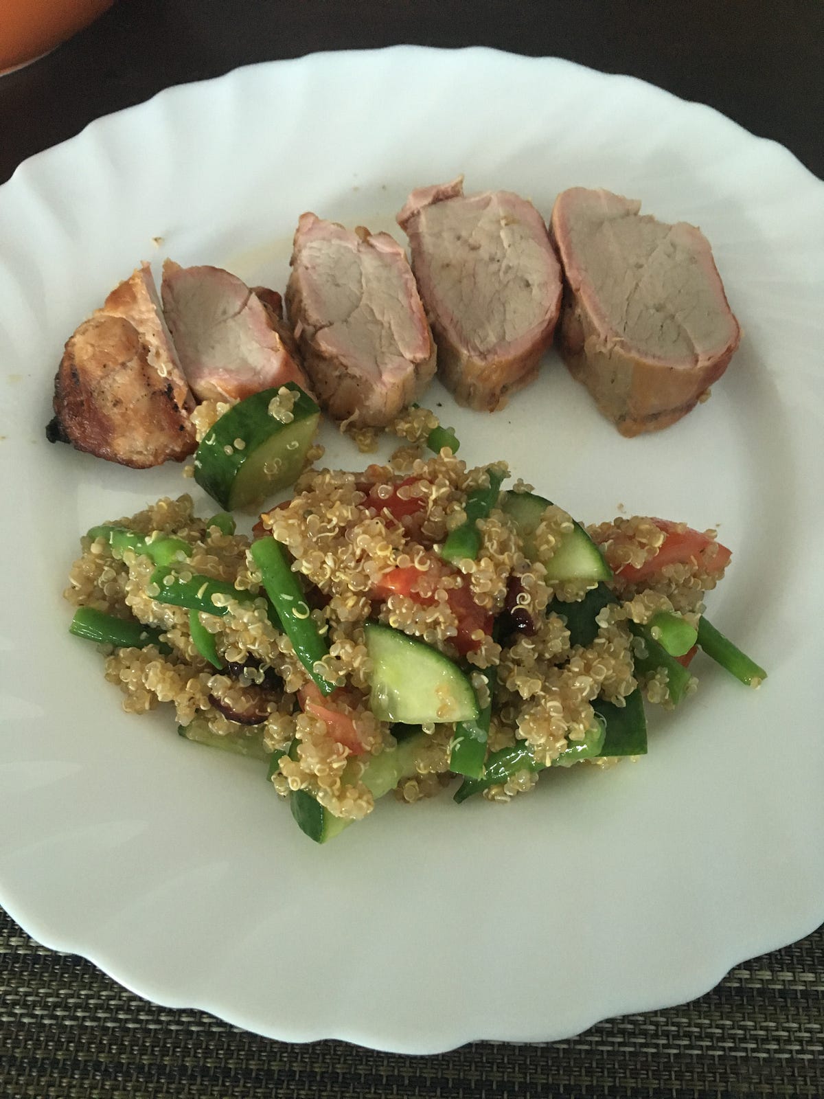 BBQ pork tenderloin with quinoa salad by gin.tonic 901 cooks Medium