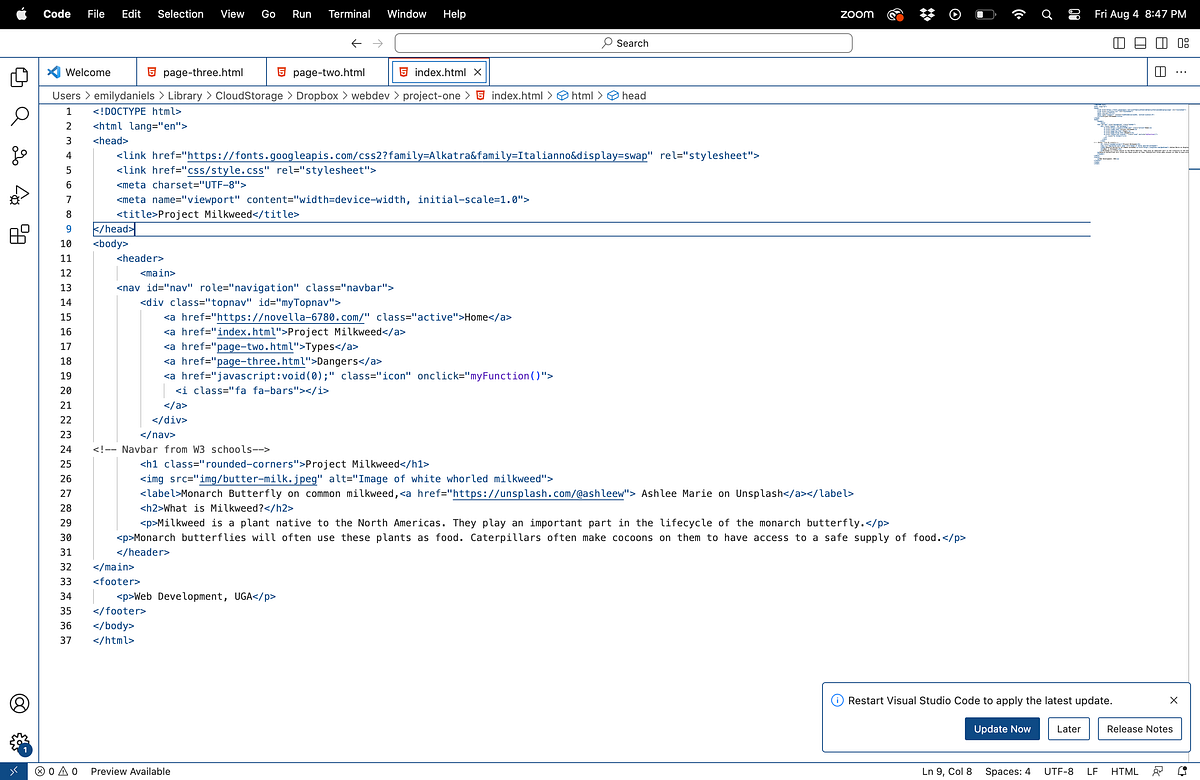 Project One: HTML Website. The development of my first html… | by Emily ...