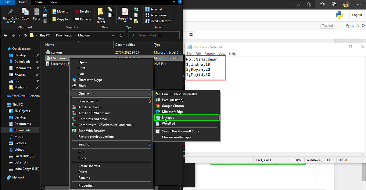 Import Data Frame Pada Python. Perkembangan pengolahan data… | by Indra ... image.