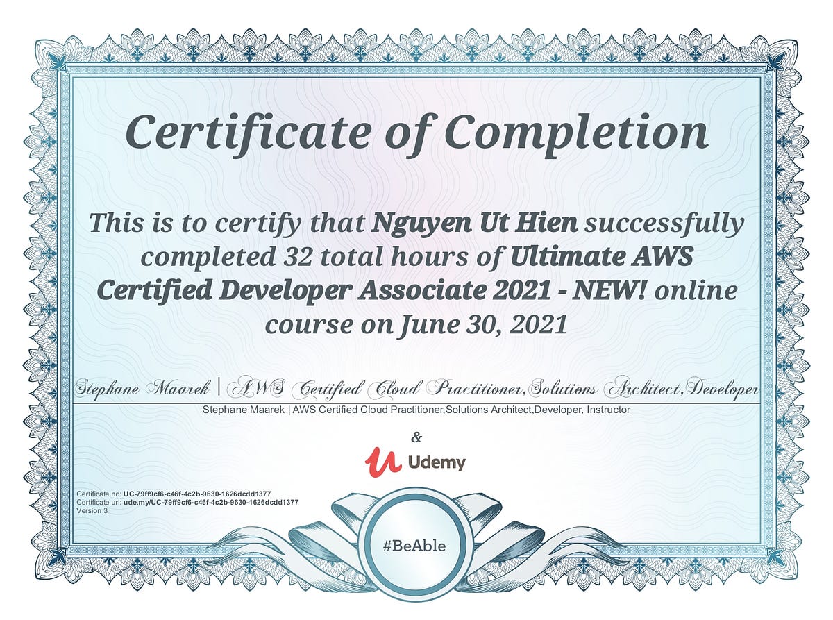 Ultimate AWS Certified Developer Associate 2021 — NEW! NGUYEN UT HIEN