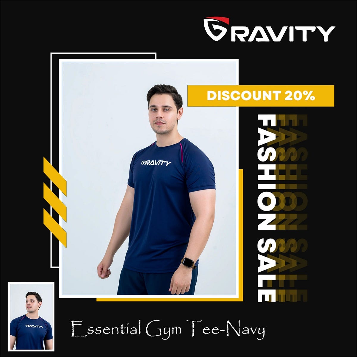 Essential Gym Tee Navy The Gravity Store Medium
