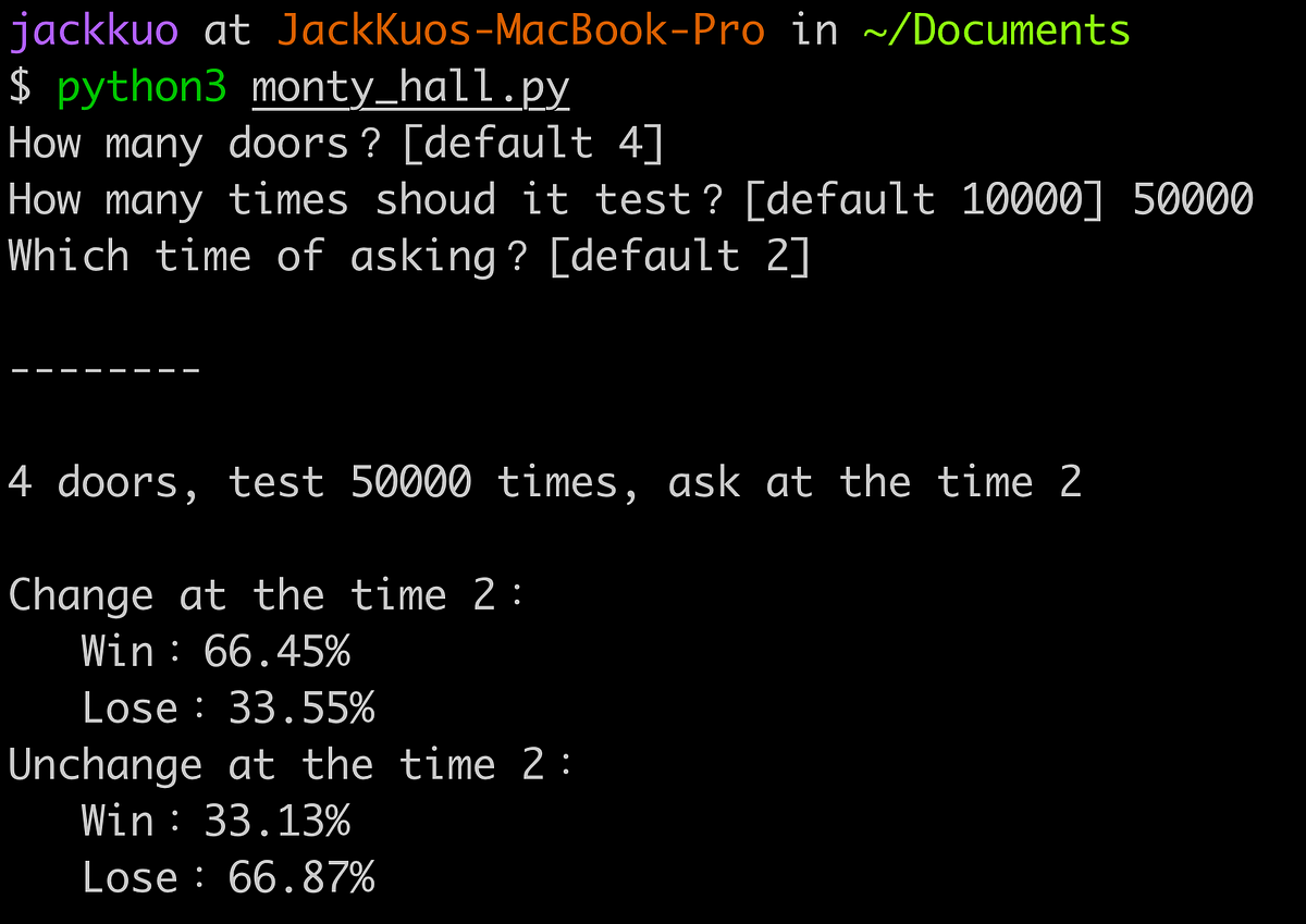 Monty Hall in Python - Jack Kuo - Medium