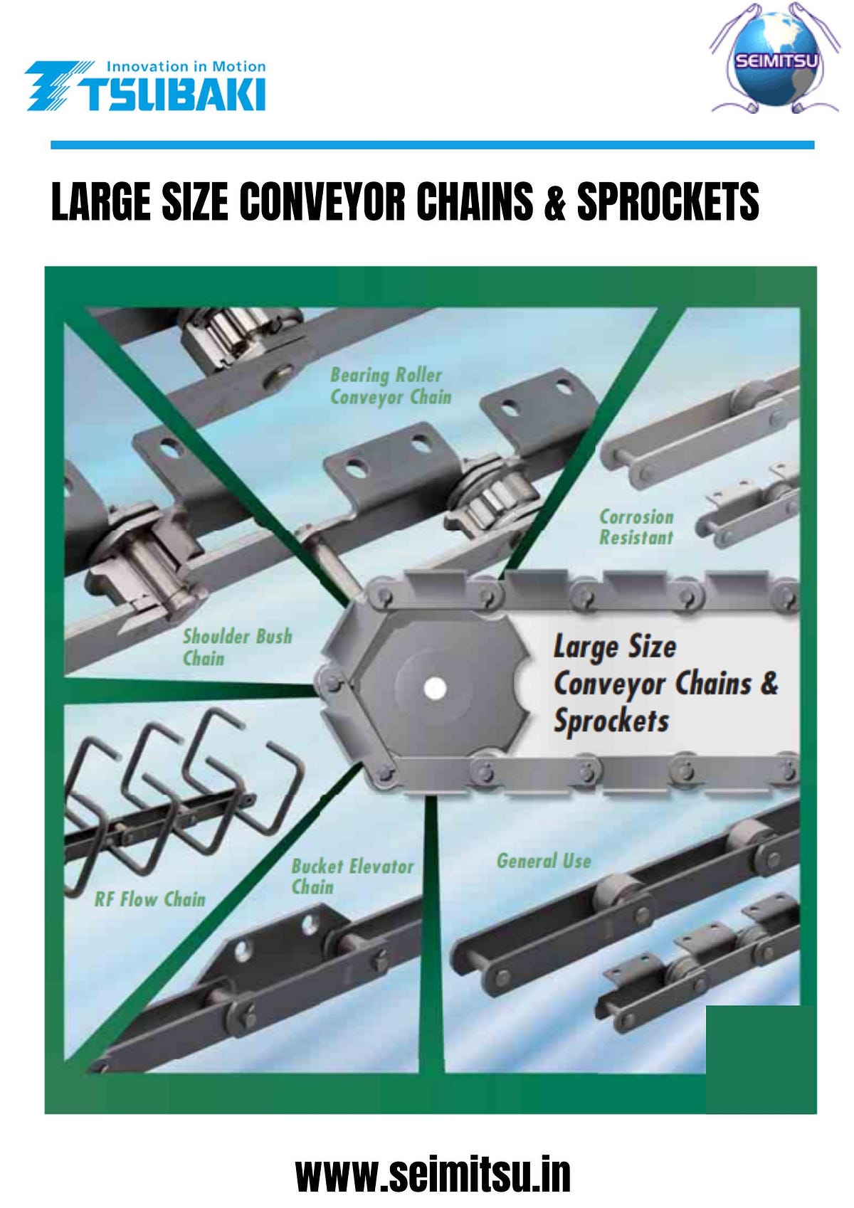 Tsubaki Tsubaki Large size conveyor Drive Chains SEIMITSU Factory