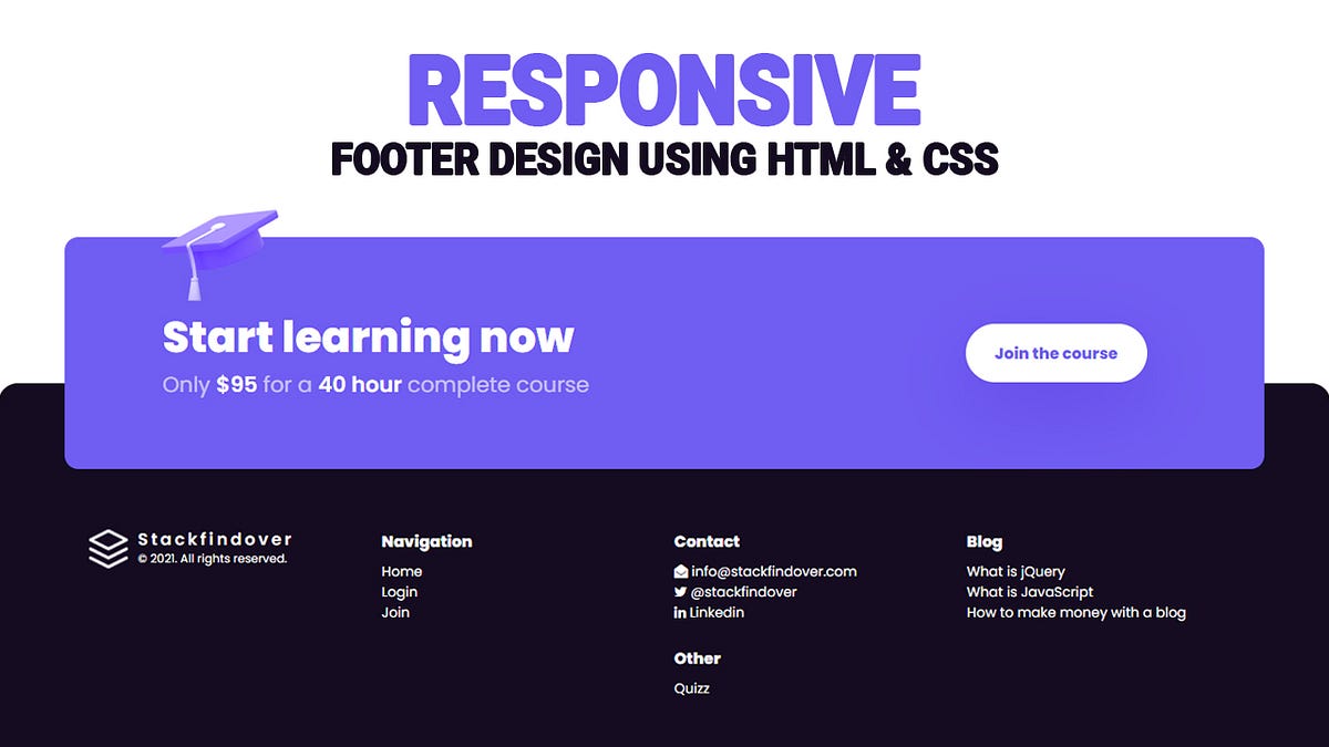 100% Responsive Website Footer | Awesome Footer Design Using Html & CSS ...