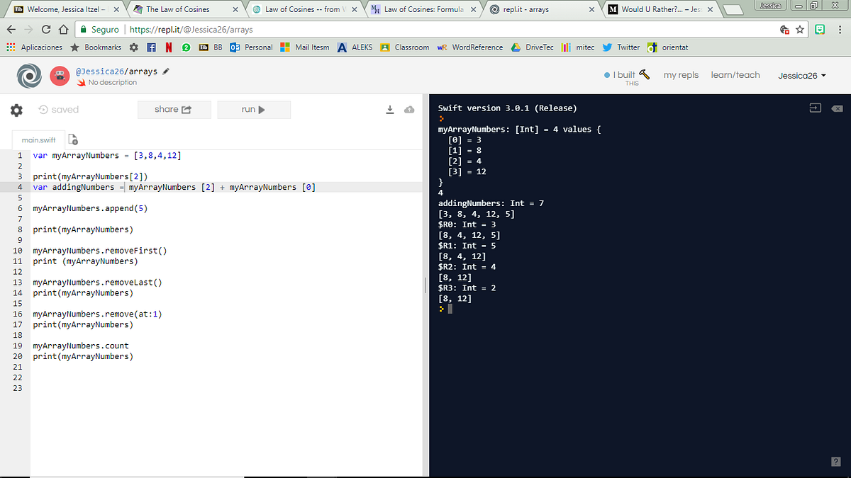 ARRAYS replt.it | by Jessica Cornelio | Medium