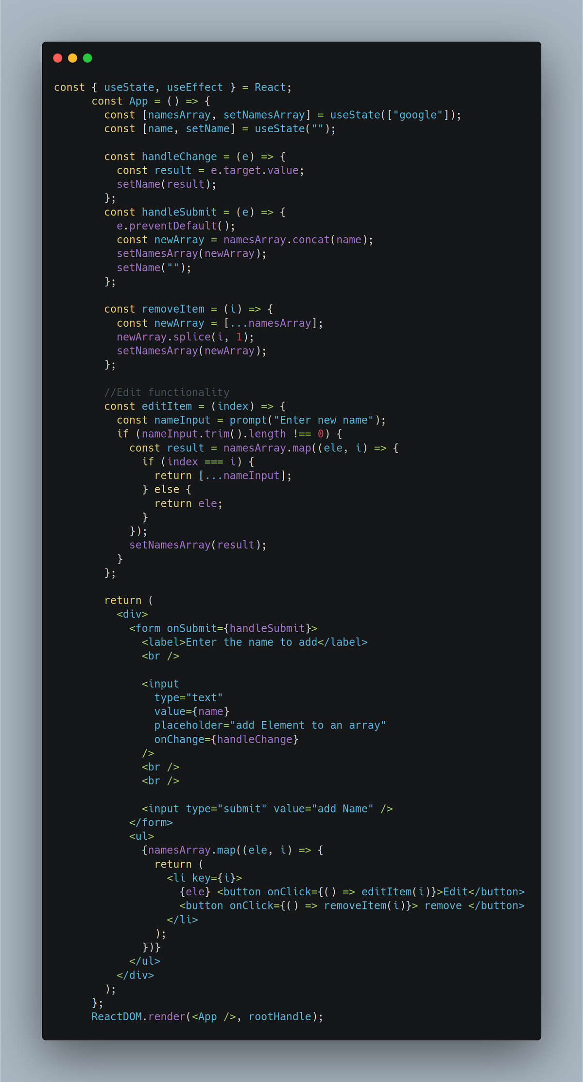 How to edit from an array using React js | by Prafull Kumar | Medium