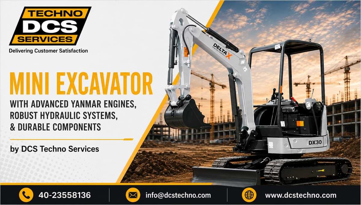 Mini Excavator with Advanced Yanmar Engines and Robust Hydraulic Systems by DCS Techno Services