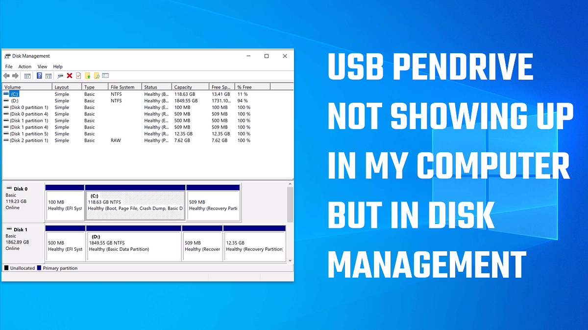USB Pendrive not showing up on my computer but in Disk Management by