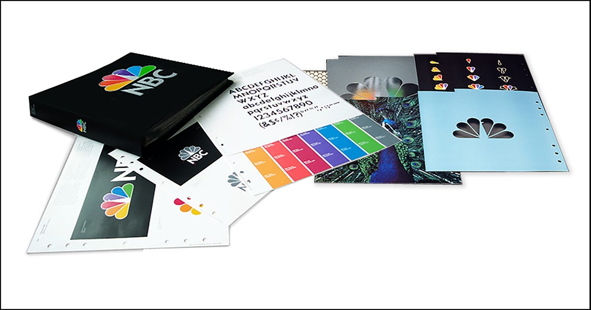 NBC Identity Standards Manual. Design, Art Direction, Creative Directions: Vazken Kalayjian. Executive Leadership: Mike Mohamad, Charles Blake, Elaine Zeitsoff. Department: NBC Network Advertising, On-Air Promotion and Marketing. Lettering: Tom Carnase.
