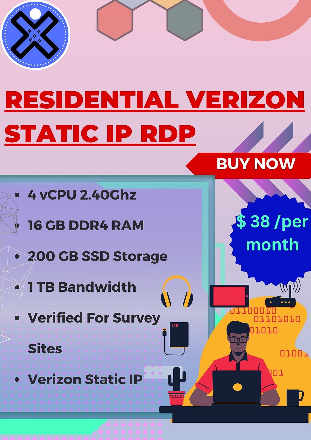 Residential Verizon Static IP RDP Andrewrdpextra Medium
