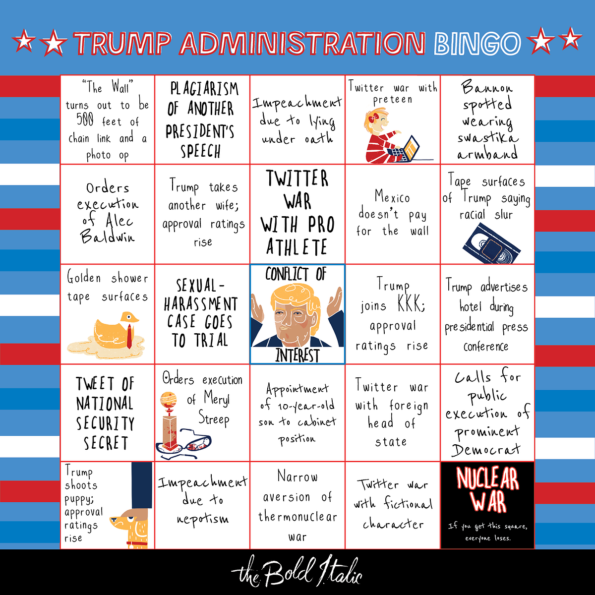 Image of: The Trump Administration Bingo Card
