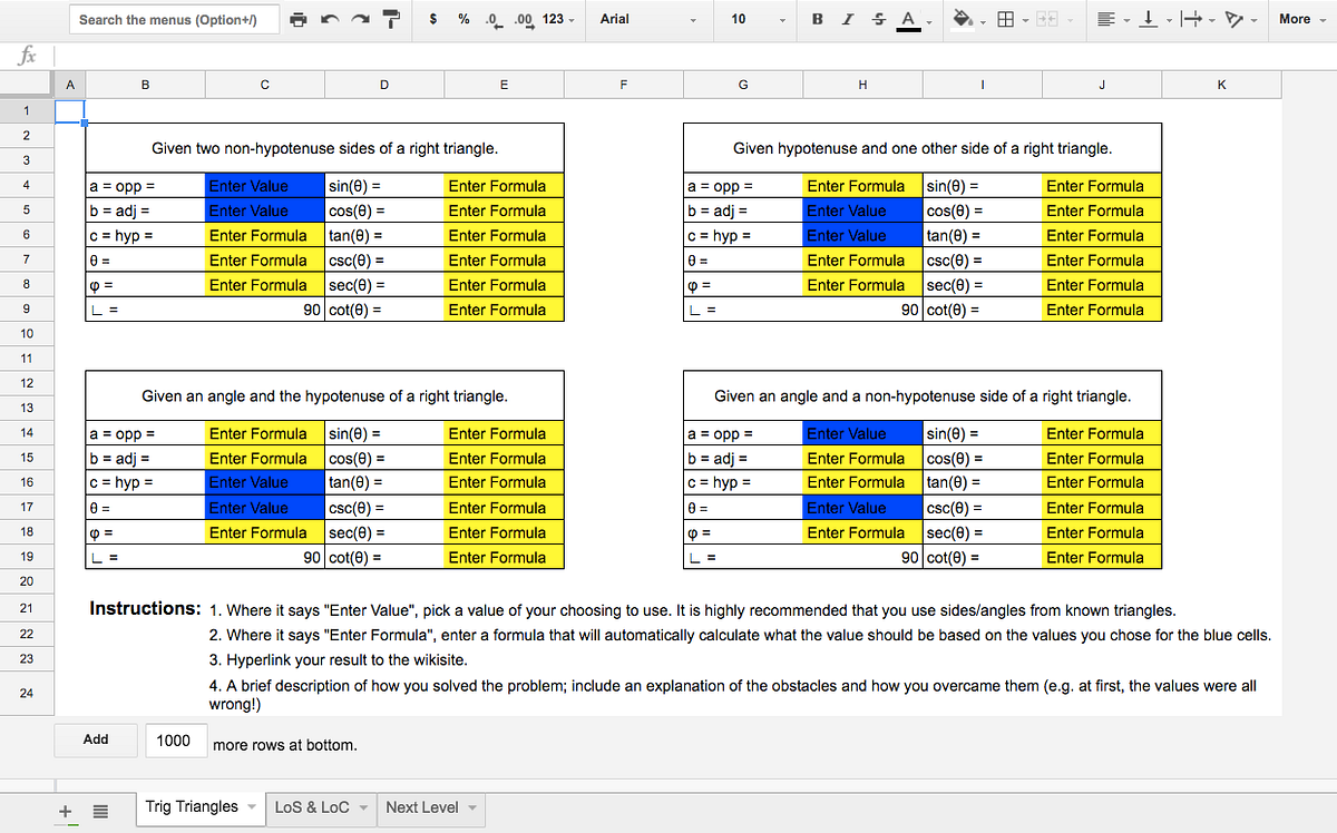 Spreadsheet Math Triangle Calculator by Michael KimStevens Medium