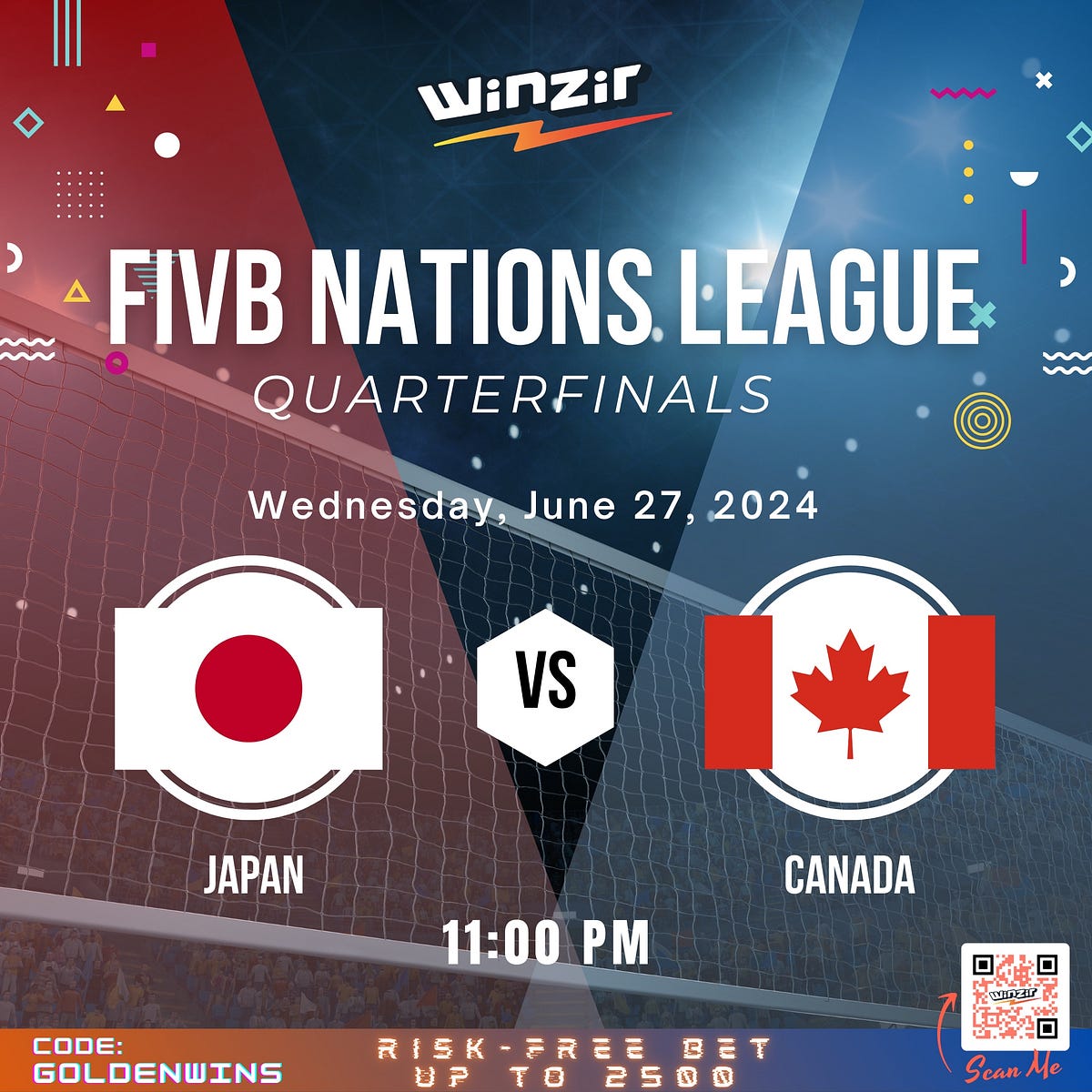2024 FIVB Nations League Quarterfinals Match Japan vs. Canada June