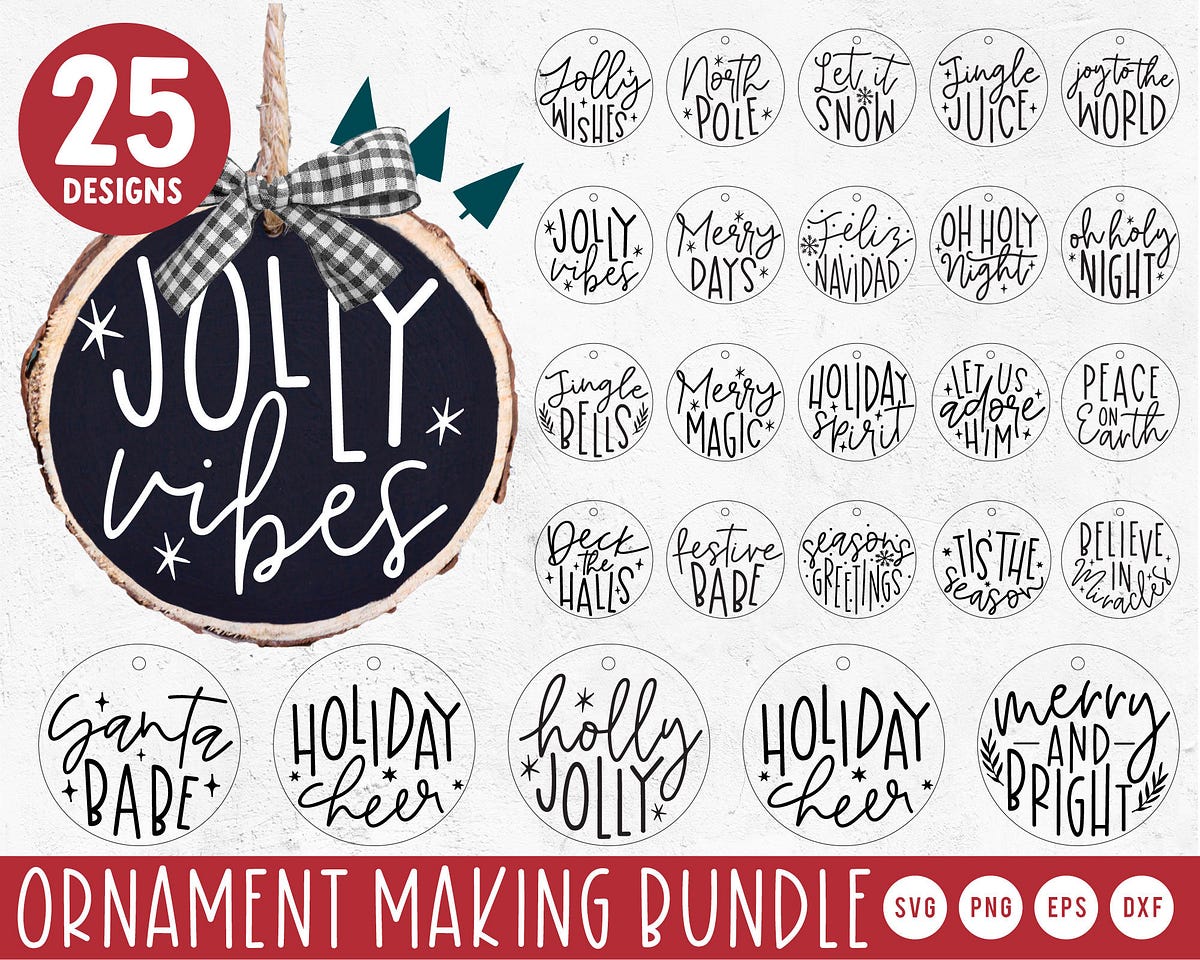 Christmas Ornament SVG Bundle | Circle Ornament SVG | Ornament Template