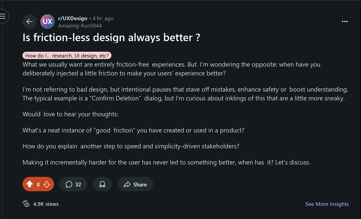 Is “Frictionless Design” Always Better? | by Aditya Kumar | Medium