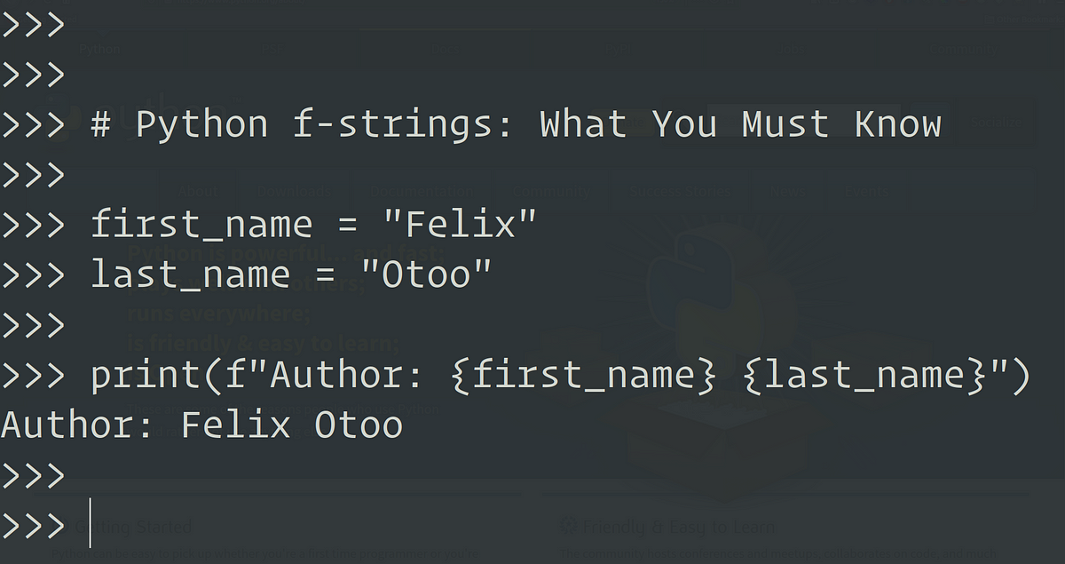 Foran svimmel vurdere Python f-strings: What You Must Know | by Felix Otoo | Geek Culture | Medium