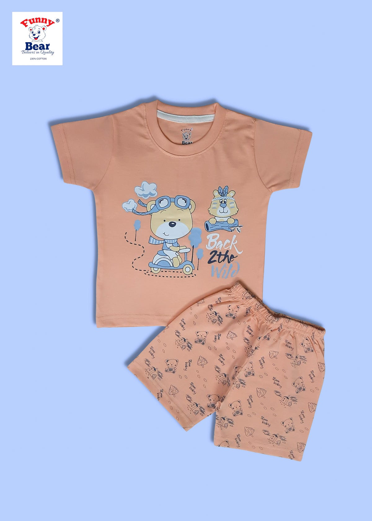 Boys Cotton Button Down Stripe Tshirt and Shorts Set