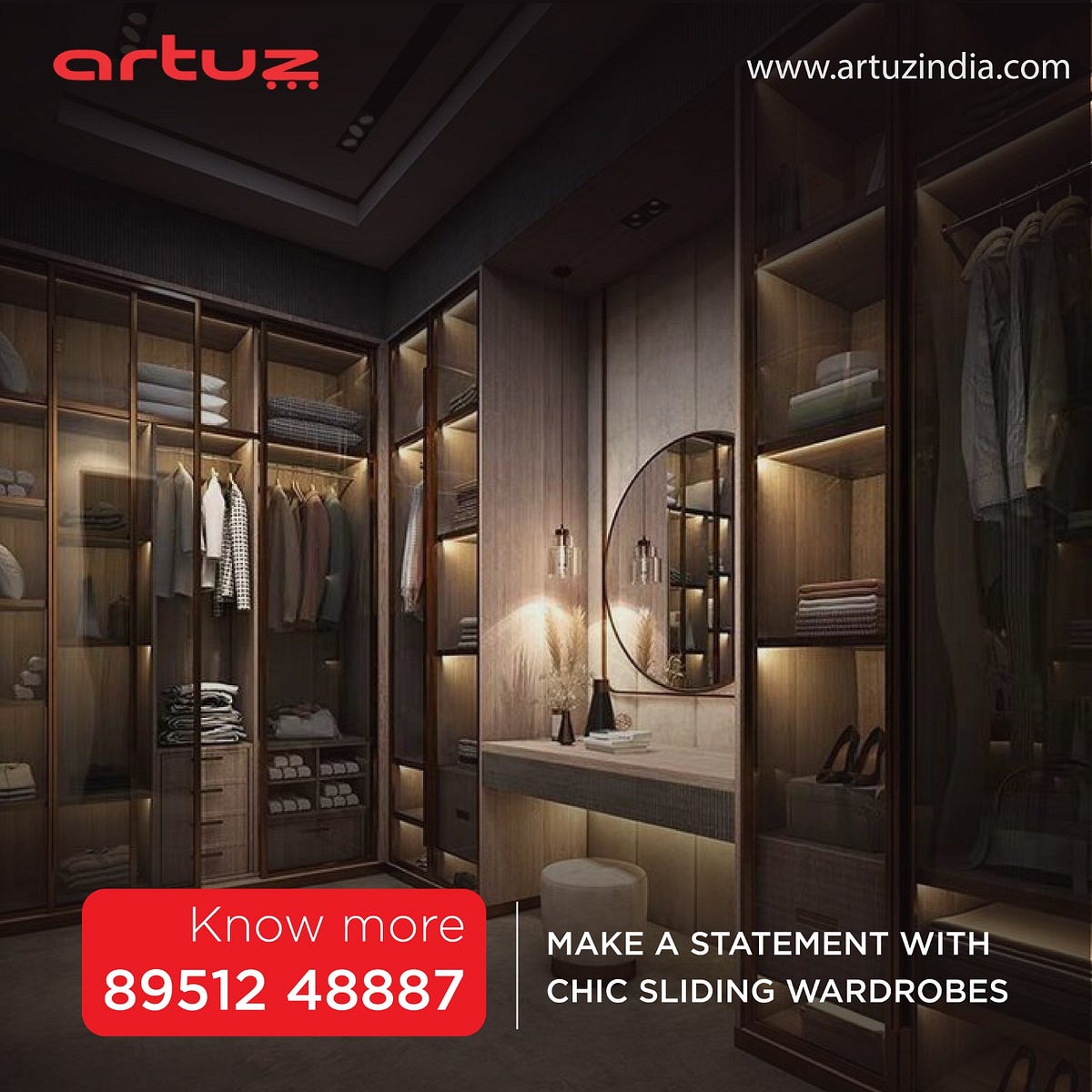 Chic Modern Custom Sliding Wardrobe Door by Artuz Artuza Medium