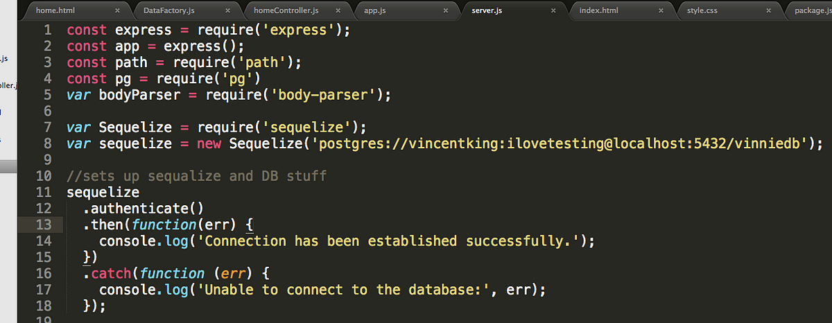 How to connect your Node server to a PostGresQL server with Sequalize ...