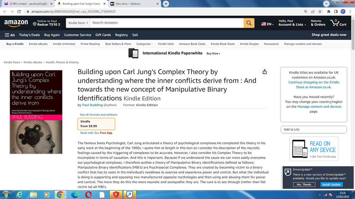 Purchase my Amazon Kindle Book titled Building upon Carl Jung’s Complex