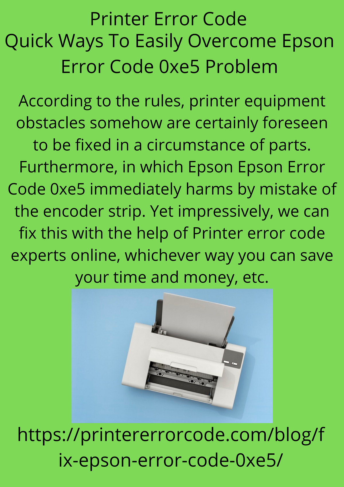Quick Ways To Easily Epson Error Code 0xe5 Problem