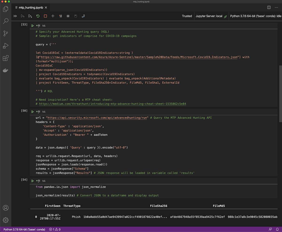 Microsoft Threat Protection ‘Jupyter notebook’ #AdvancedHunting sample ...