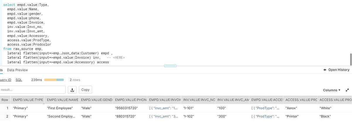 Snowflake: FLATTEN JSON with OUTER switch | by Sachin Mittal ...