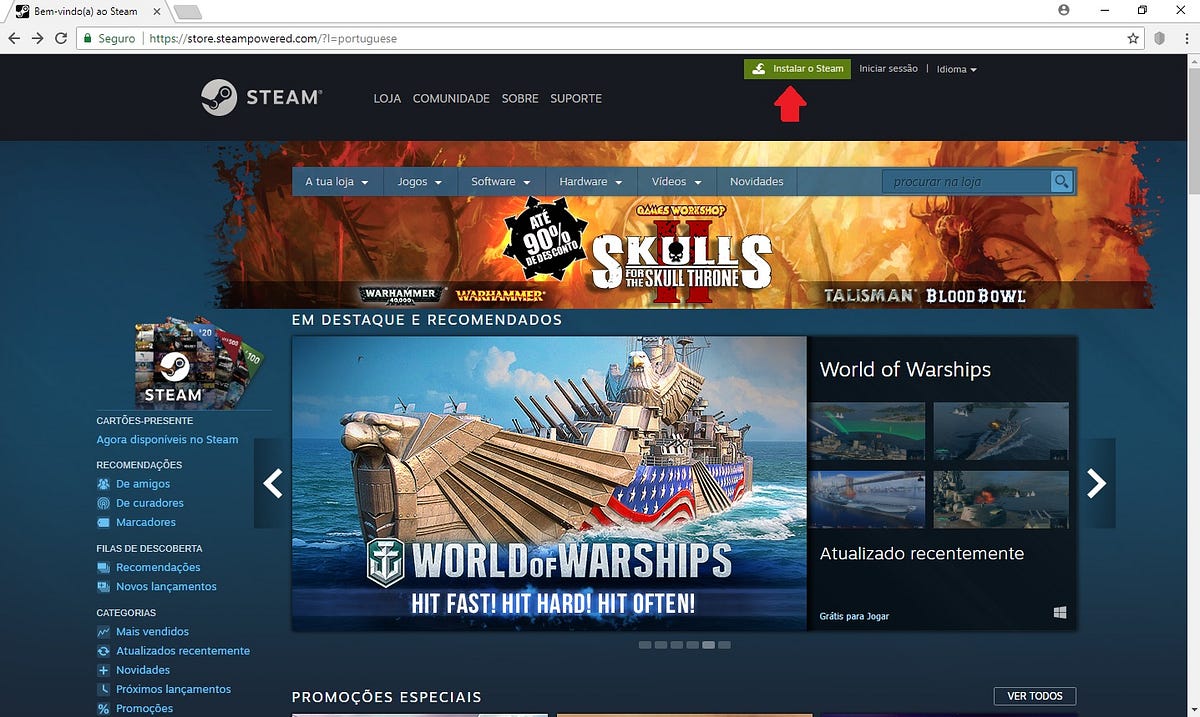 Tutorial e explicação: Steam!. O primeiro passo a se fazer é
