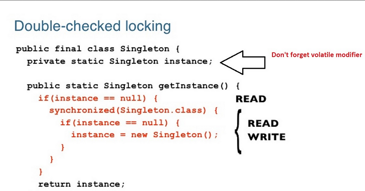 How to implement Singleton Design Pattern in Java using Double Checked  Locking Idiom? [Solved], by Soma, Javarevisited