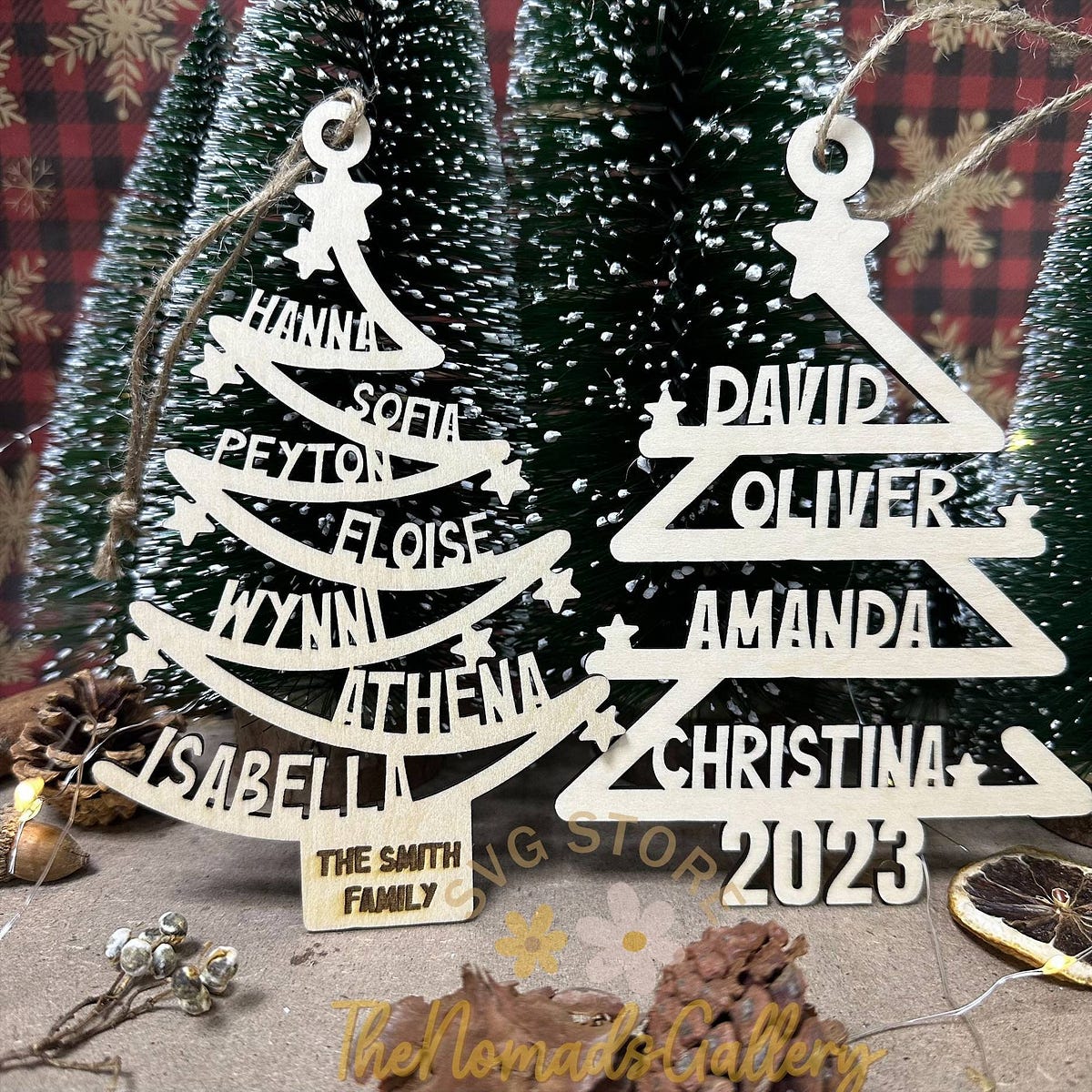 Christmas Name Ornament Tree Shape SVG Laser Cut File, Glowforge SVG ...