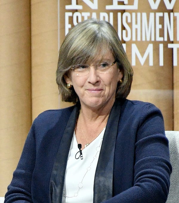 Mary Meeker sitting onstage.