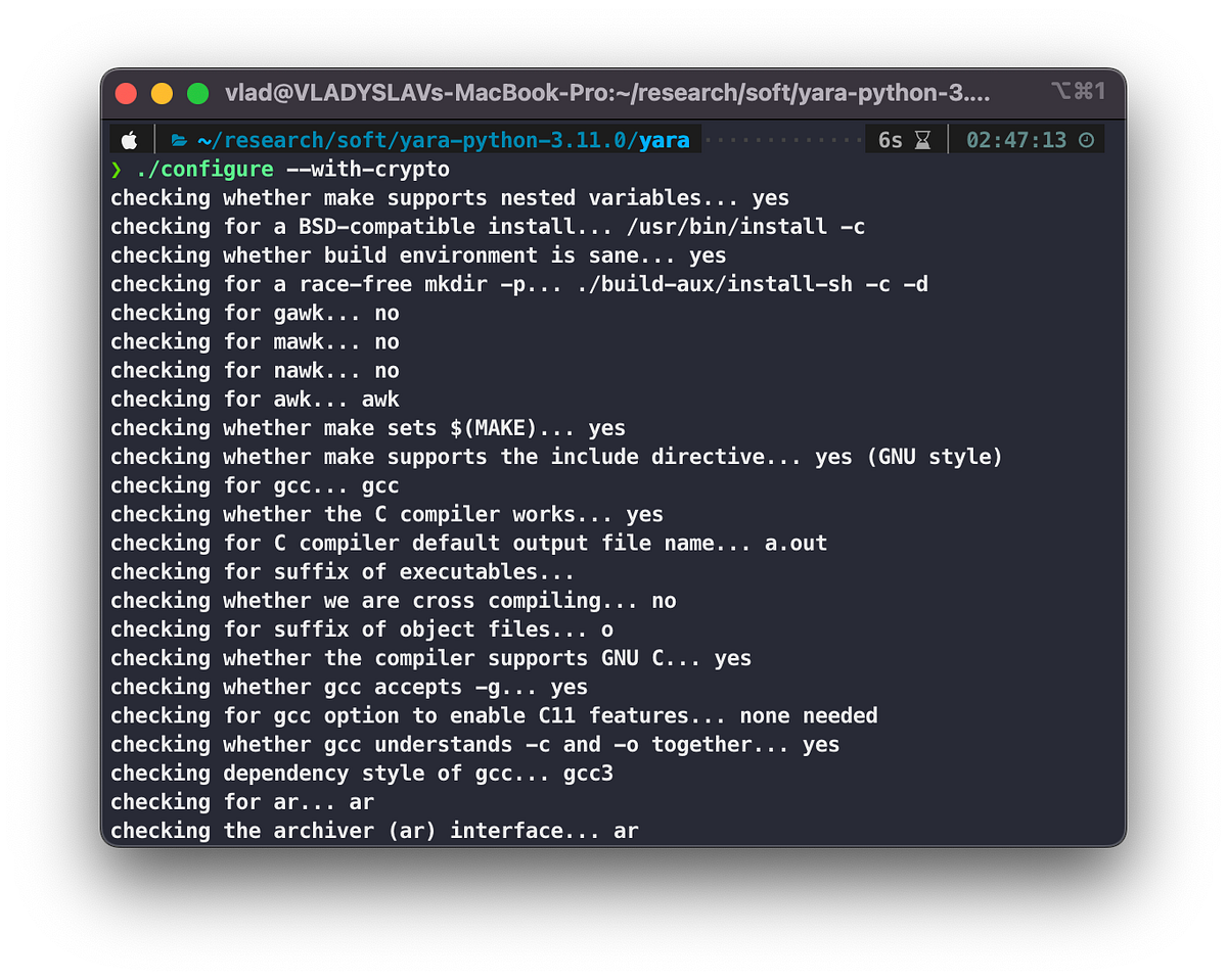 Installing Yara “ — with-crypto” on MacOS | by Vladyslav Bahlai | Medium