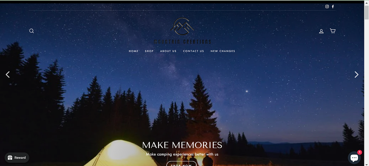 MOUNTAIN CREATIONS — ONLINE OUTDOOR & ADVENTURE STORE Businessexpert Freelancer Medium