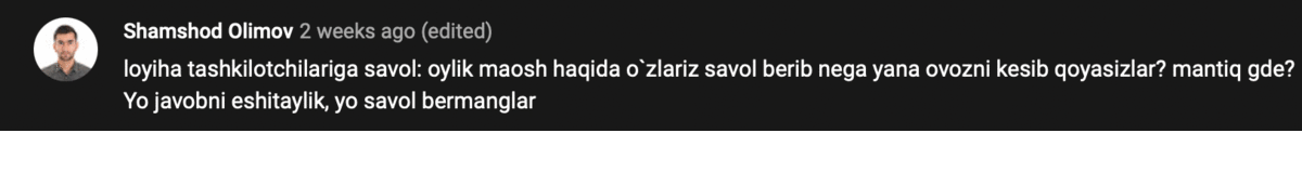 Oylik so’rash uyat!