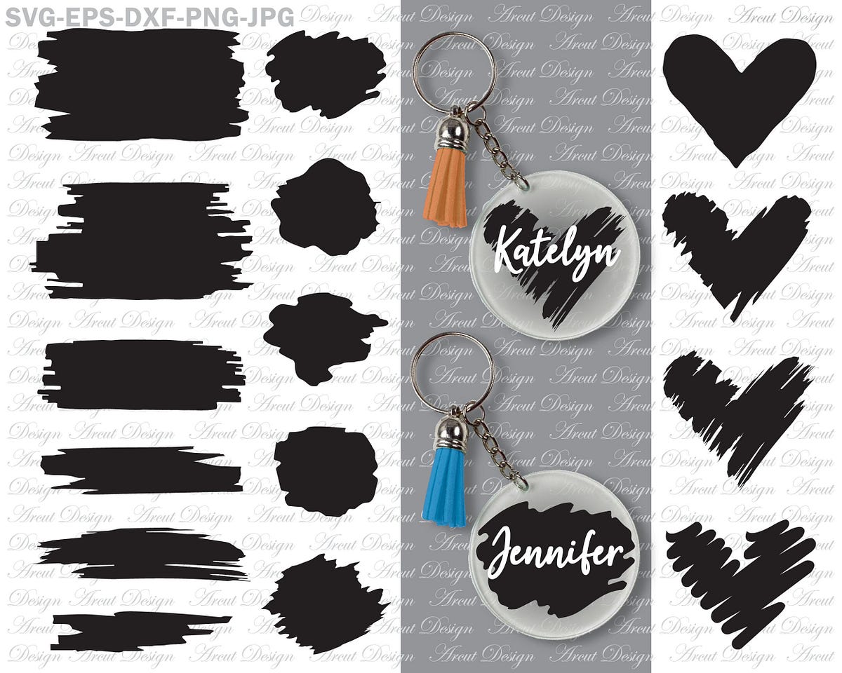 Paint Brush Stroke Black svg, Paint Brush svg, Keychain svg, key ring ...