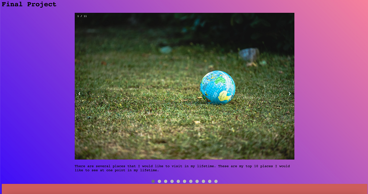 Bucket List Image Carousel and Bucket List Maker Project by