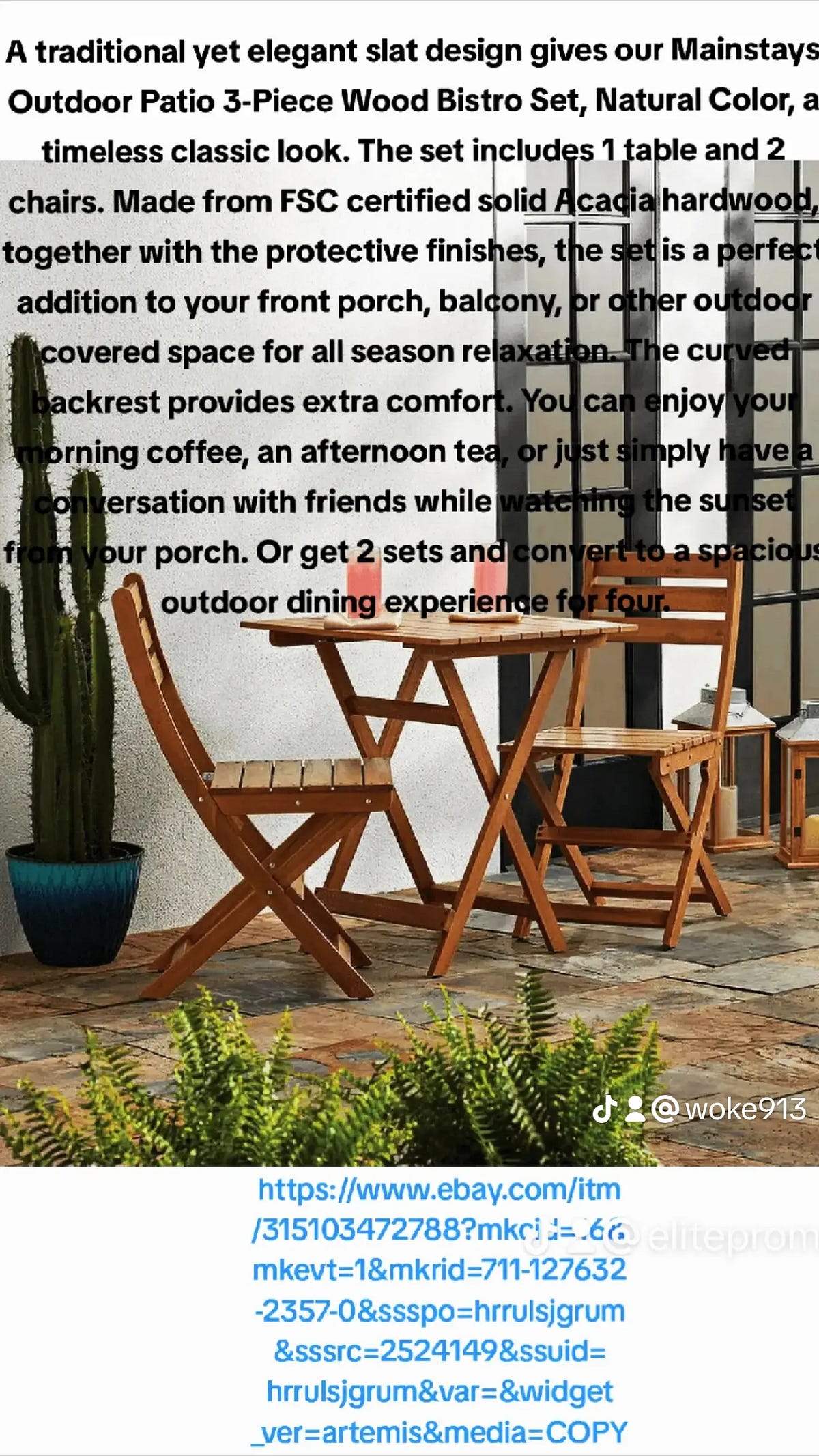 A traditional yet elegant slat design gives our Mainstays Outdoor Patio