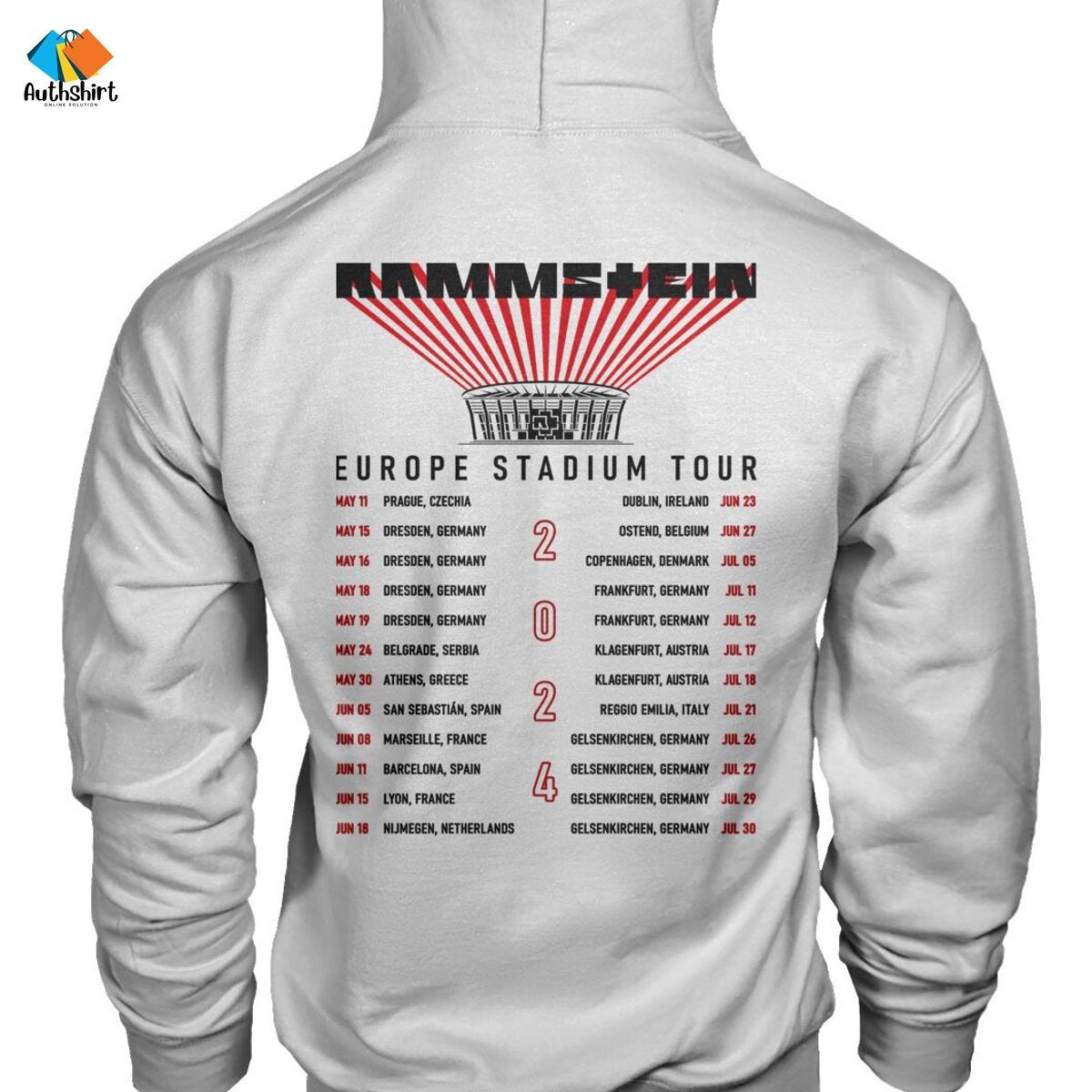 **Rock On with the Europe Stadium Rammstein Tour 2024 List Shirt** by Authshirt Mar, 2024