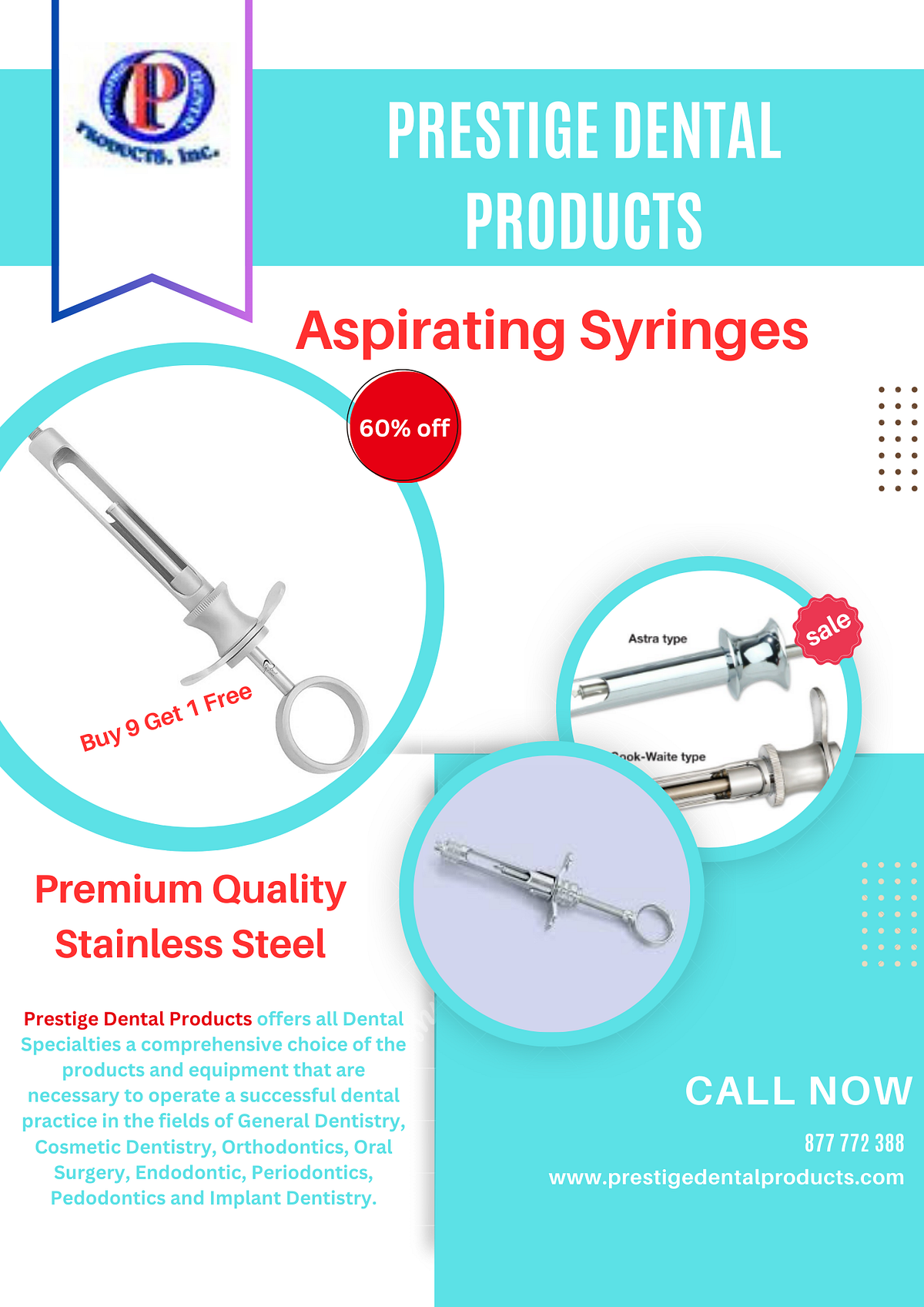 Prestige Dental Products offers Aspirating Syringes with premium