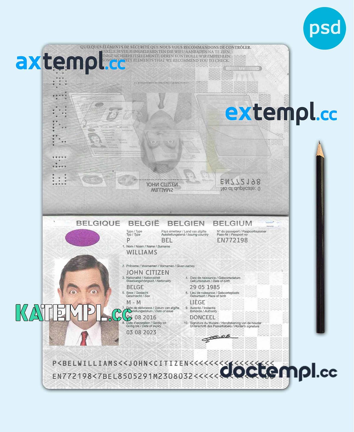 Sample Belgium Passport PSD Template 2017 Present Download By   1*972e 4Ehg Rpue5l7n8Bxg 