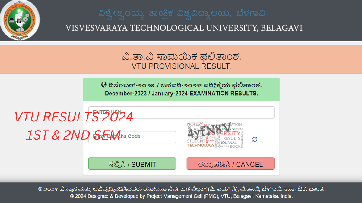 VTU Result 2024 1st & 2nd Sem Results 2024 (Direct Link) Medium