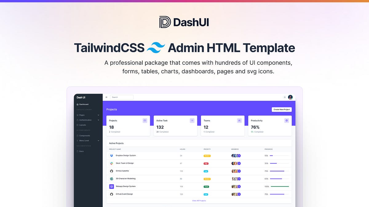 Tailwind CSS Admin Dashboard HTML Template | Medium