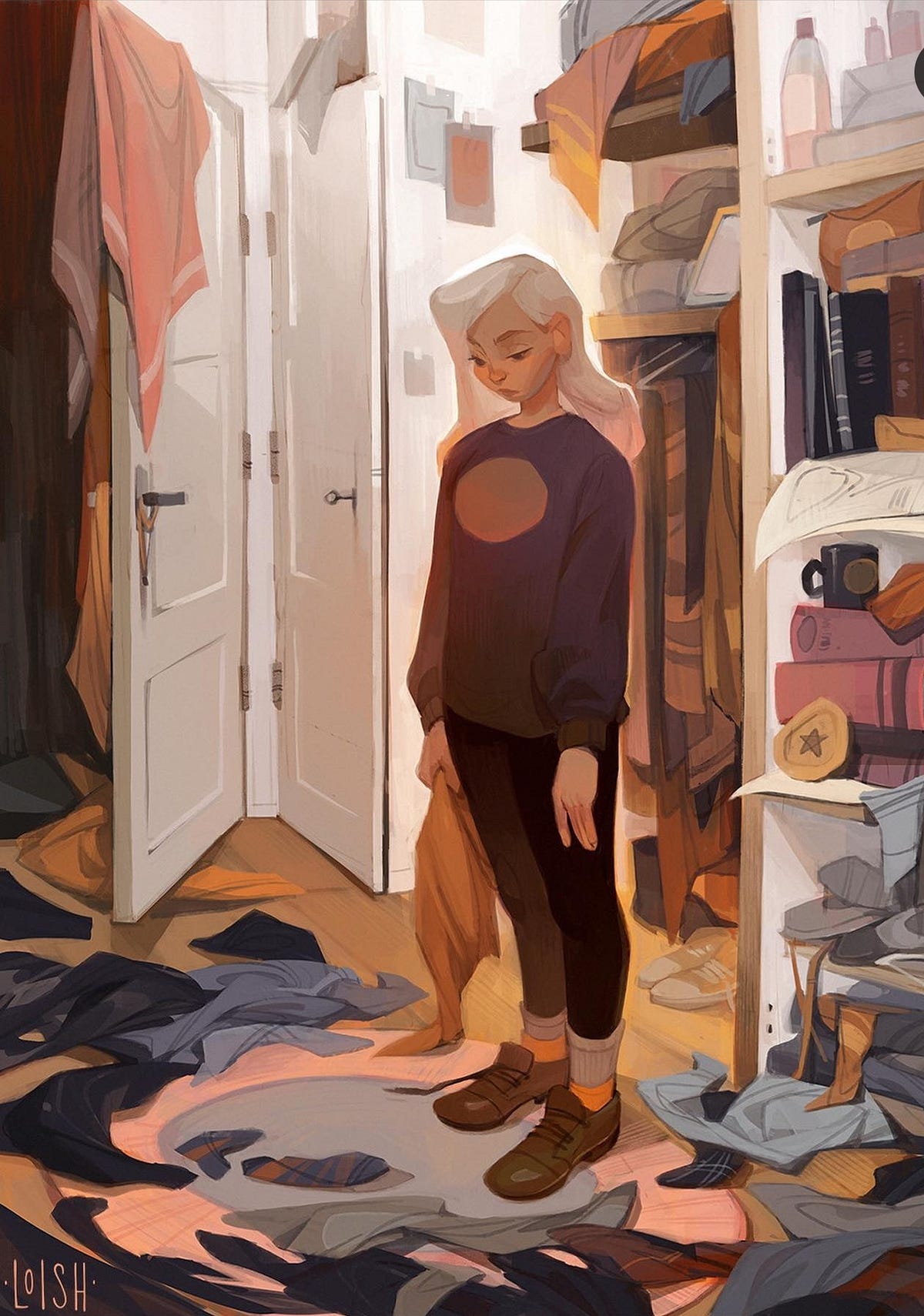 Settling In. She knelt on the carpet of her new… by Raine K. Bowie