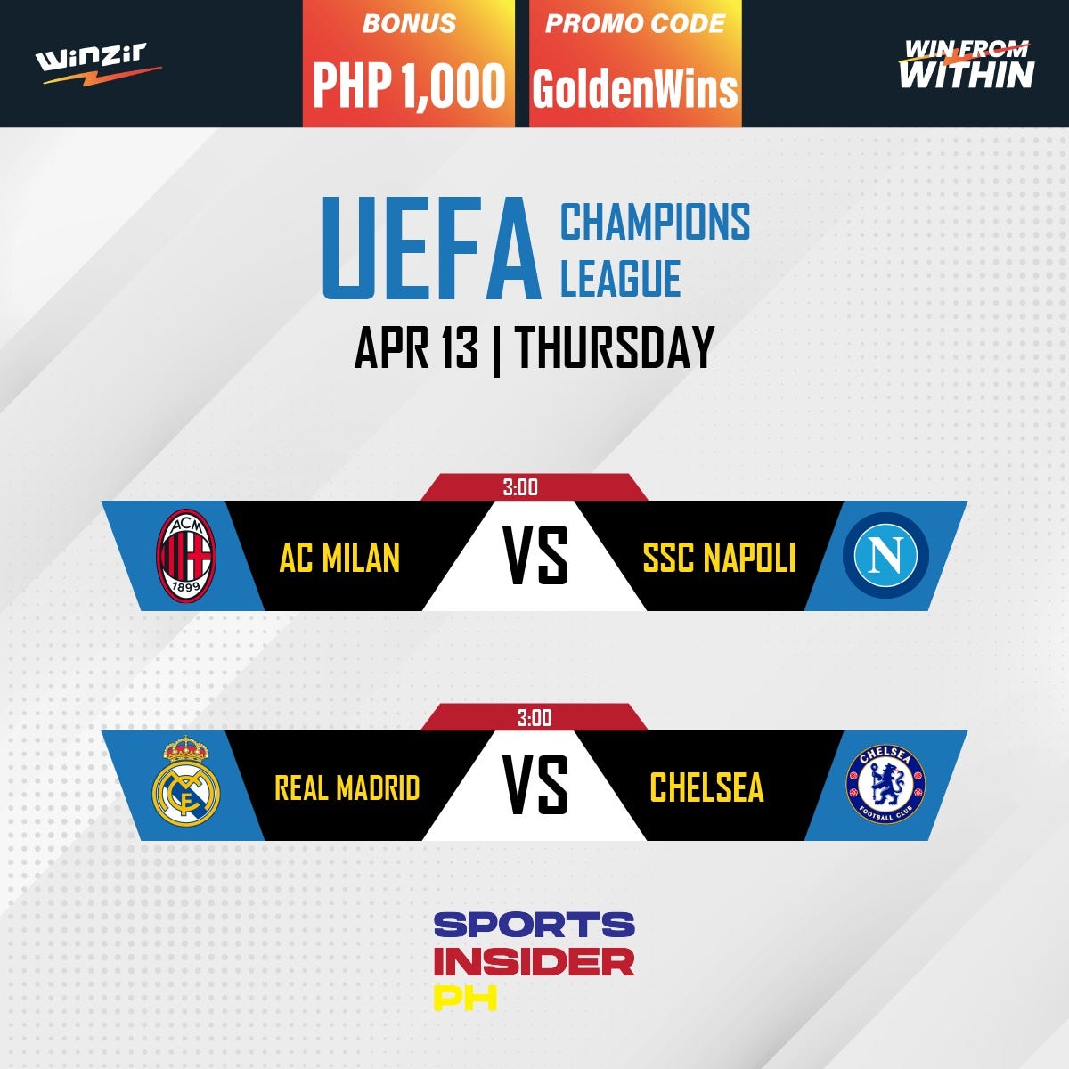UEFA Champions League Matches April 13, 2023 by sportsinsiderph