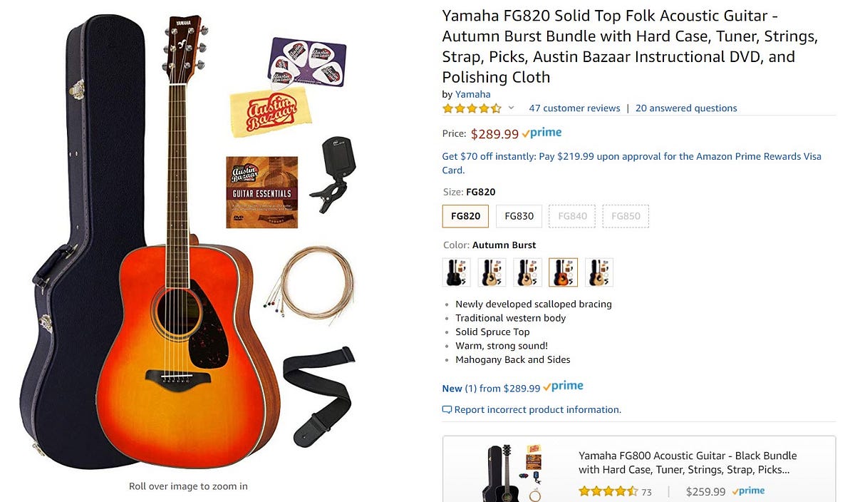 YAMAHA FG-Series FG820 -Black- 新品 ブラック [ヤマハ][BL,黒